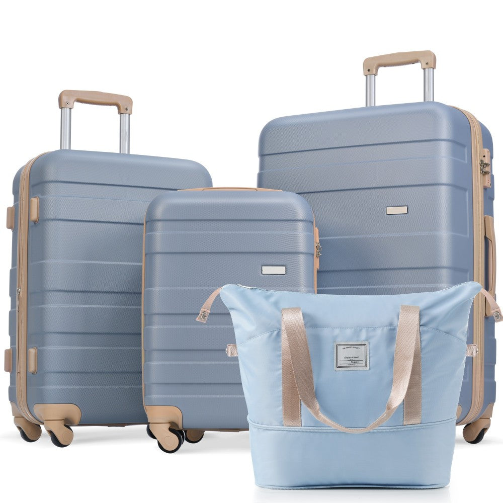 Luggage Sets New Model ABS Hardshell 3pcs Clearance Luggage Hardside Lightweight Durable Suitcase sets Spinner Wheels Suitcase with TSA Lock 20''24''28''( light brown)