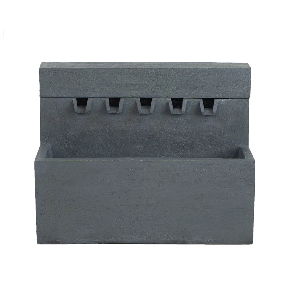 16.9x10.2x31.9" White Abstract Water Fountain with Blue Base with Light, for Indoor and Outdoor