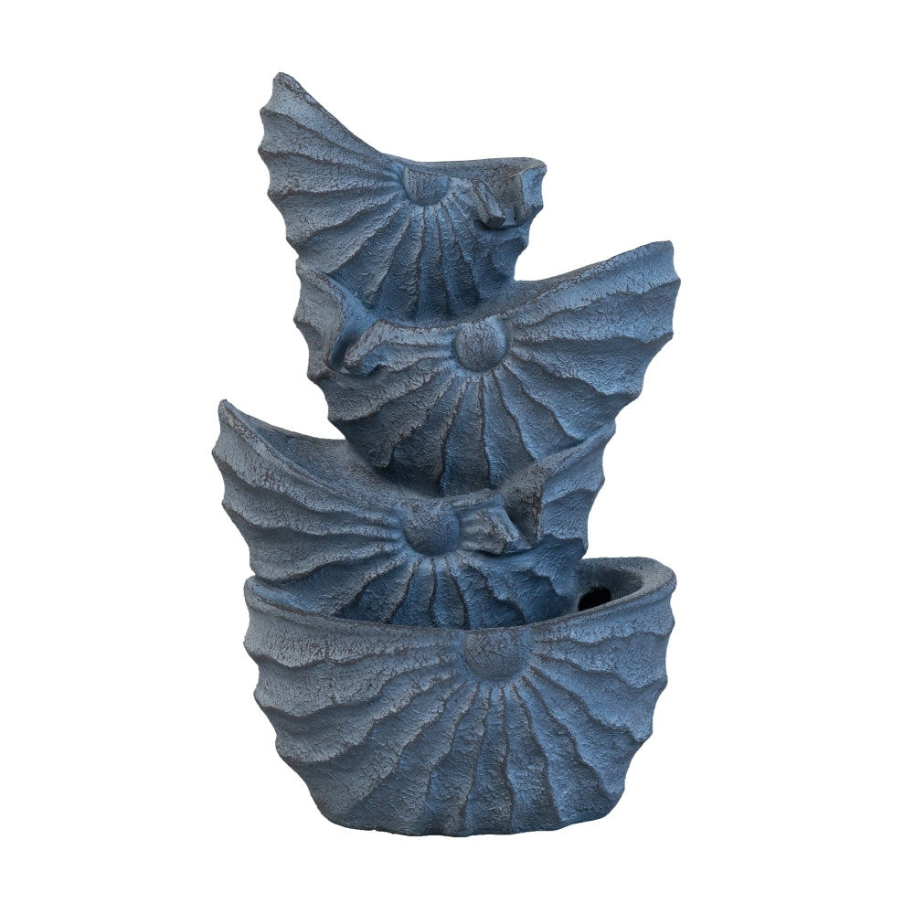 21.7x21.7x34.3" Cement Round Water Fountain with Light and Pump