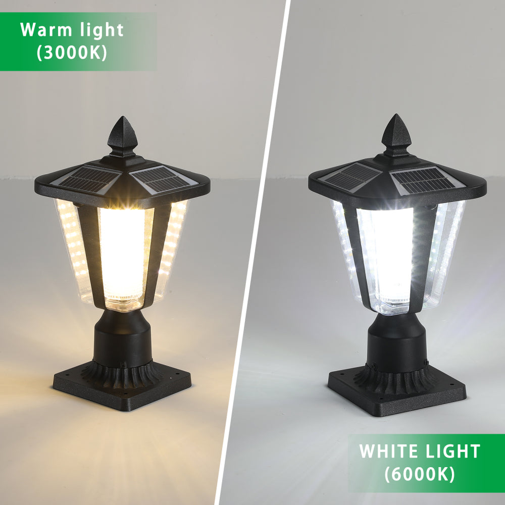 15"(H) Solar Powered Outdoor Lantern, Modern Garden Light with LED for Pathways, Yards, and Driveways (2-Pack)