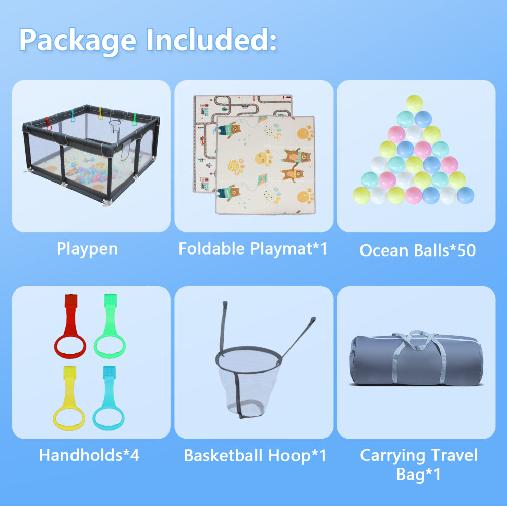 47" * 47" Baby Playard Cloth Playpen Removable Enclosures for Indoor and Outdoor Use Care for Children and Pets