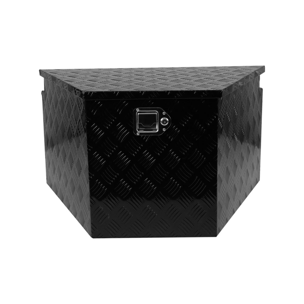 33 Inch Heavy Duty Diamond Plate Aluminum Trailer Tongue Box Pickup Truck Tool Box Storage Organizer with Weather Resistant Seal, Lock & Keys – Black 32.5"x20.5"x18.3"