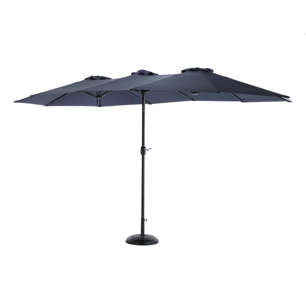 14.8 Ft Double Sided Outdoor Umbrella Rectangular Large with Crank ( Navy blue )(No Base)
