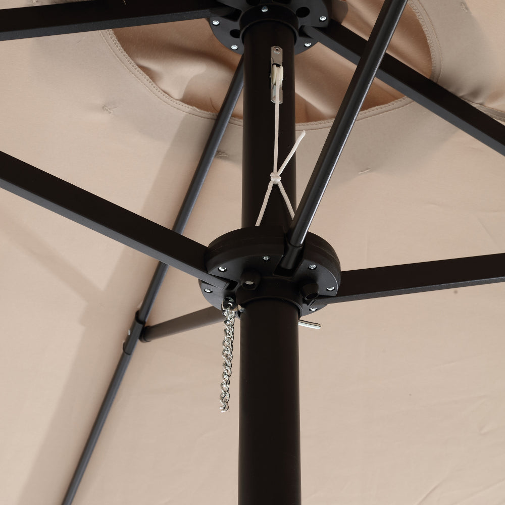 14.8 Ft Double Sided Outdoor Umbrella Rectangular Large with Crank ( khaki )(No Base)