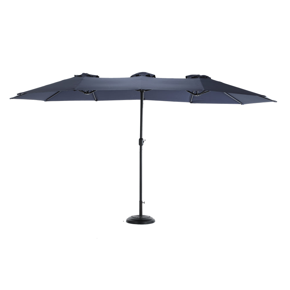 9FT Outdoor Patio Umbrella Outdoor Table Umbrella with Push Button Tilt and Crank, Market Umbrella 6 Sturdy Ribs , Deck, Backyard, Pool (Base Not Included) - ( Blue )