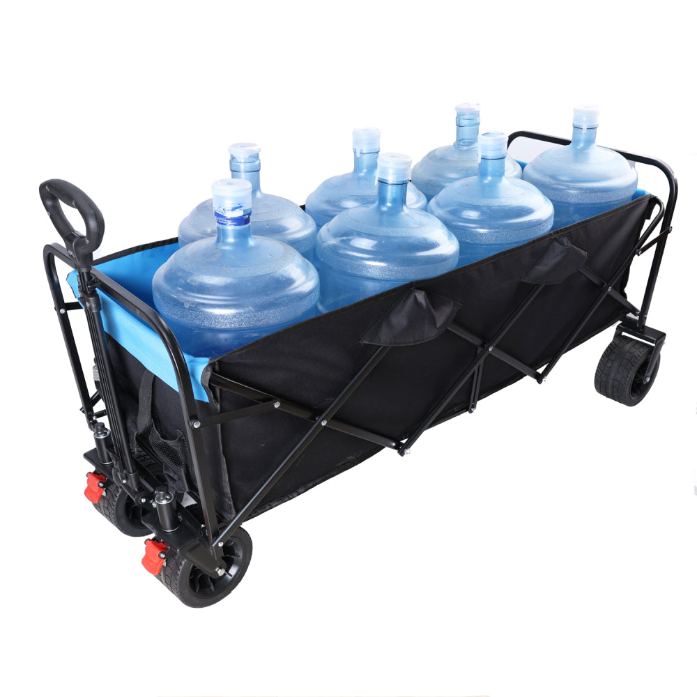 Mini Folding Wagon Garden Shopping Beach Cart (black+yellow)
