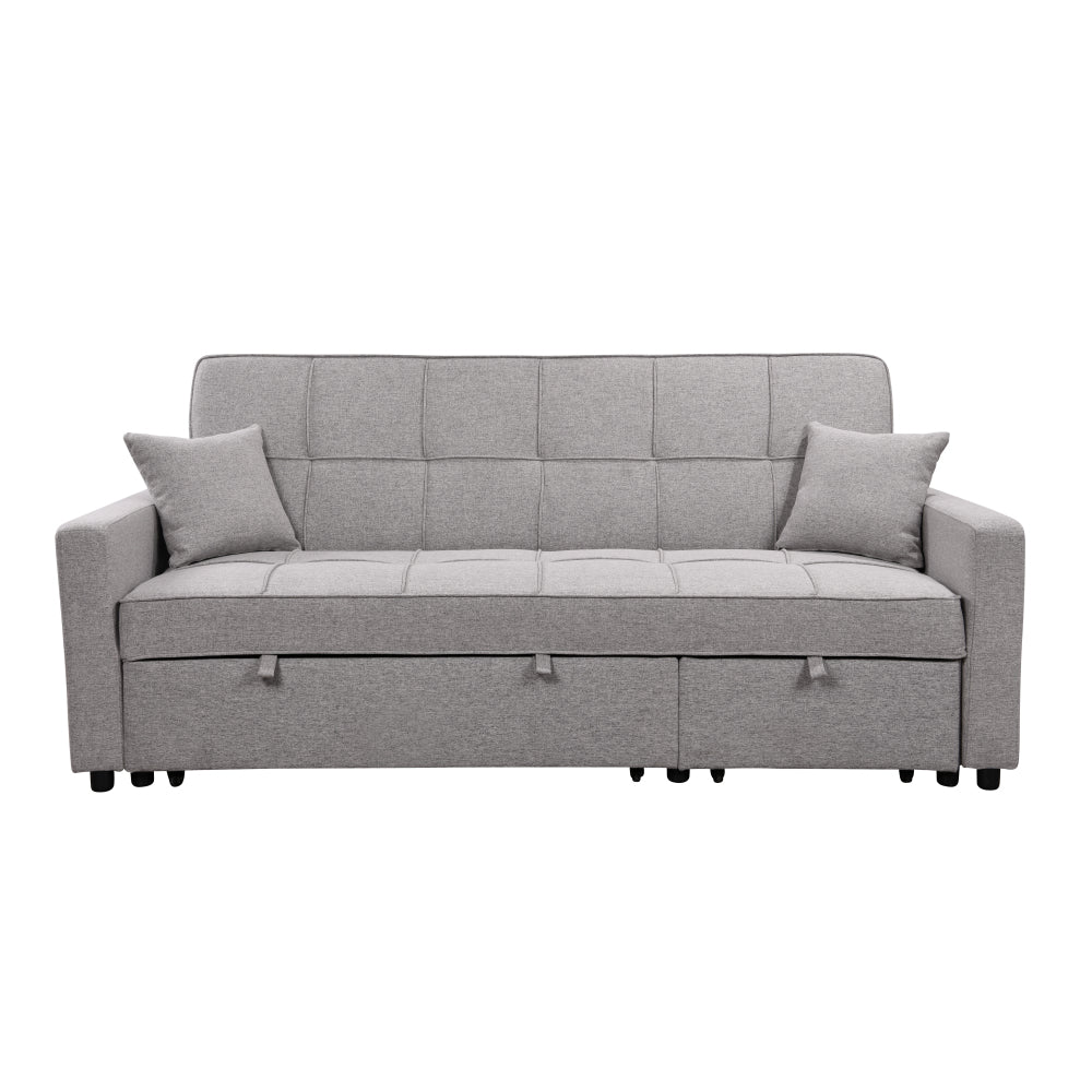 83" Oversized Upholstered Sofa Bed W/Pull Out Couch Bed & Adjustable Backrest,3 Seaters Sofa & Couch Convertible Sleep Sofabed for Home Apartment Living Room,Light Gray