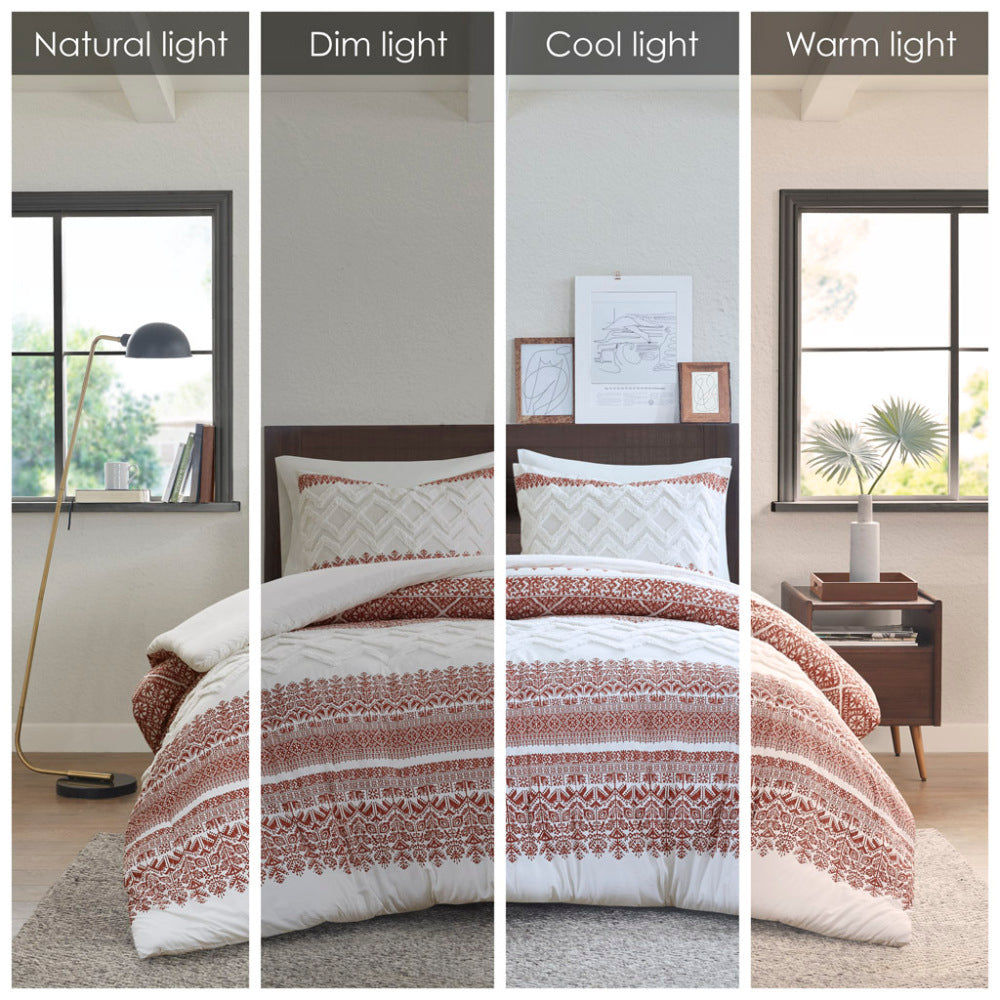 3 Piece Cotton Duvet Cover Set with Chenille Tufting