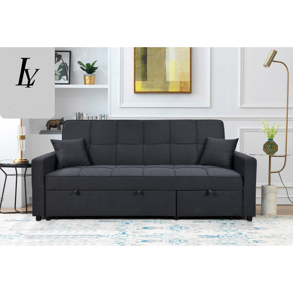 83" Oversized Upholstered Sofa Bed W/Pull Out Couch Bed & Adjustable Backrest,3 Seaters Sofa & Couch Convertible Sleep Sofabed for Home Apartment Living Room,Light Gray