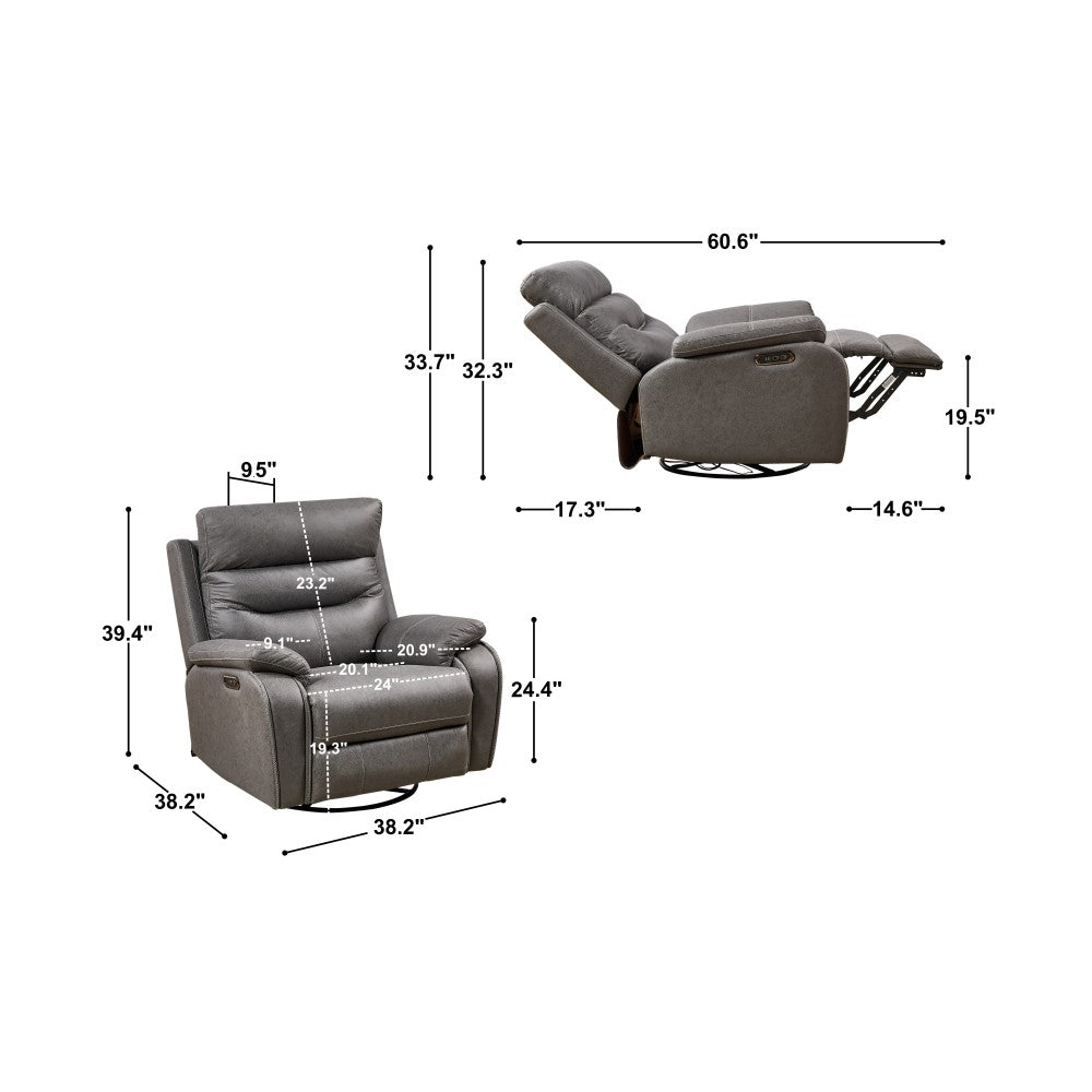 Liyasi Dual OKIN Motor Rocking and 240 Degree Swivel Single Sofa Seat recliner Chair Infinite Position ,Head rest with power function