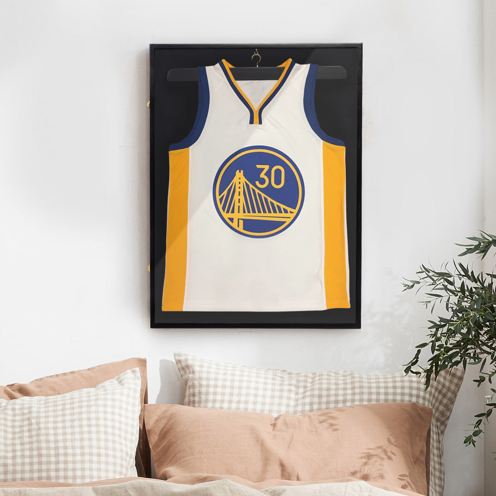 Jersey Frame Display Case with Lengthened Hanger for Baseball Basketball Football Hockey Sport Shirt and Uniform, Black