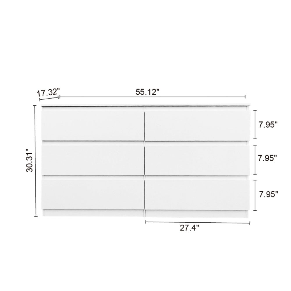 6 Drawer Double Dresser for Bedroom Living Room Hallway,white