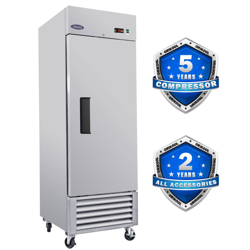 ORIKOOL 54" Commercial Display Refrigerator Swing Glass Door 49 Cu.ft Stainless Steel Reach-in Merchandiser Refrigerators with LED Lighting