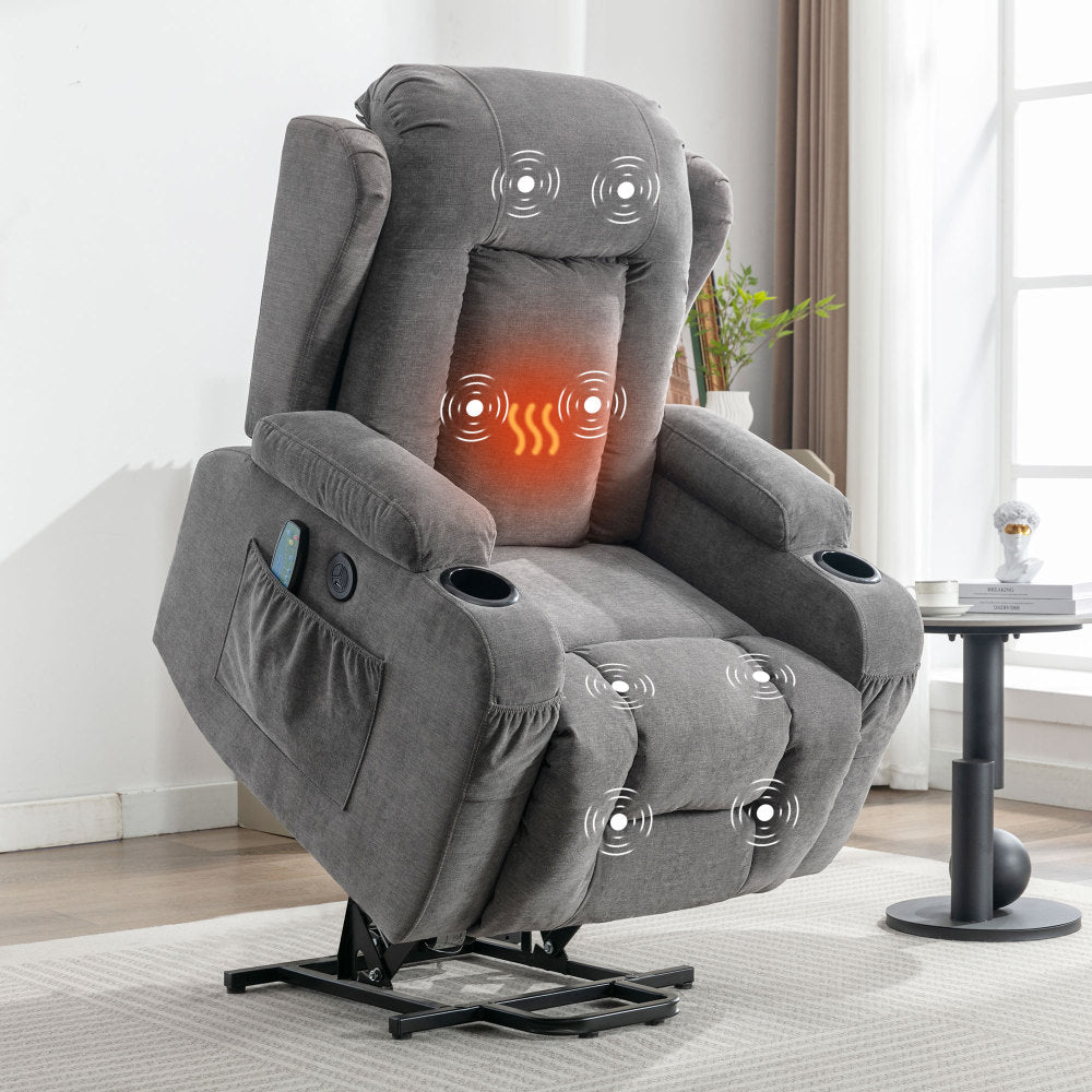 Power Lift Recliner Chair Recliners for Elderly with Heat and Massage Recliner Chair for Living Room with Infinite Position and Side Pocket,USB Charge Port(BLUE)