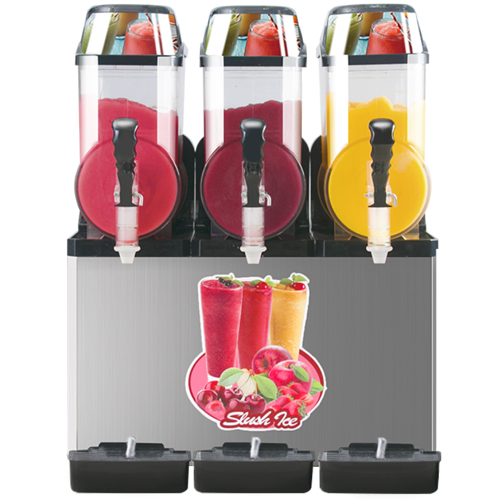 110V Commercial Slushy Machine 45L 3 Tank 1100W Stainless Steel Margarita Frozen Drink With Powerful Compressor Efficient Cooling Perfect for Supermarkets Cafes Restaurants Bars