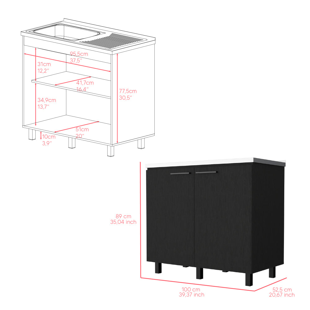 Utility Sink Cabinet Burwood, Kitchen, Black