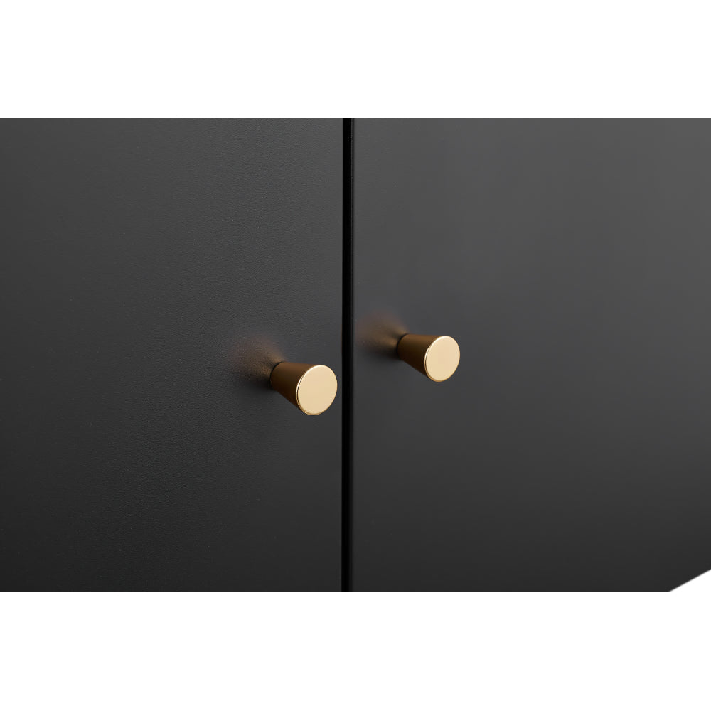 Black Metal Double-Door Printer Cabinet - 360° Lockable Casters, Crafted From Steel, Adjustable Shelves, Waterproof And Not Easy To Wear, Modern Design For Office, Home, Garage.