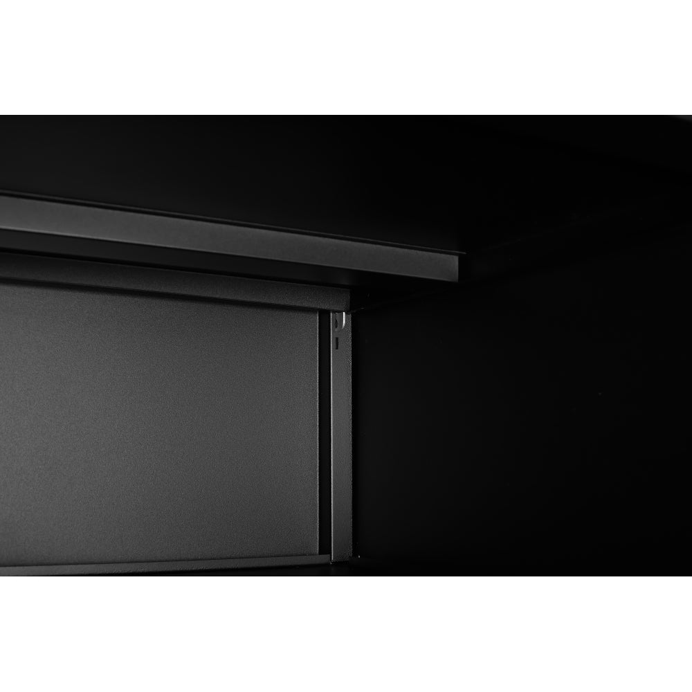 Black Metal Double-Door Printer Cabinet - 360° Lockable Casters, Crafted From Steel, Adjustable Shelves, Waterproof And Not Easy To Wear, Modern Design For Office, Home, Garage.