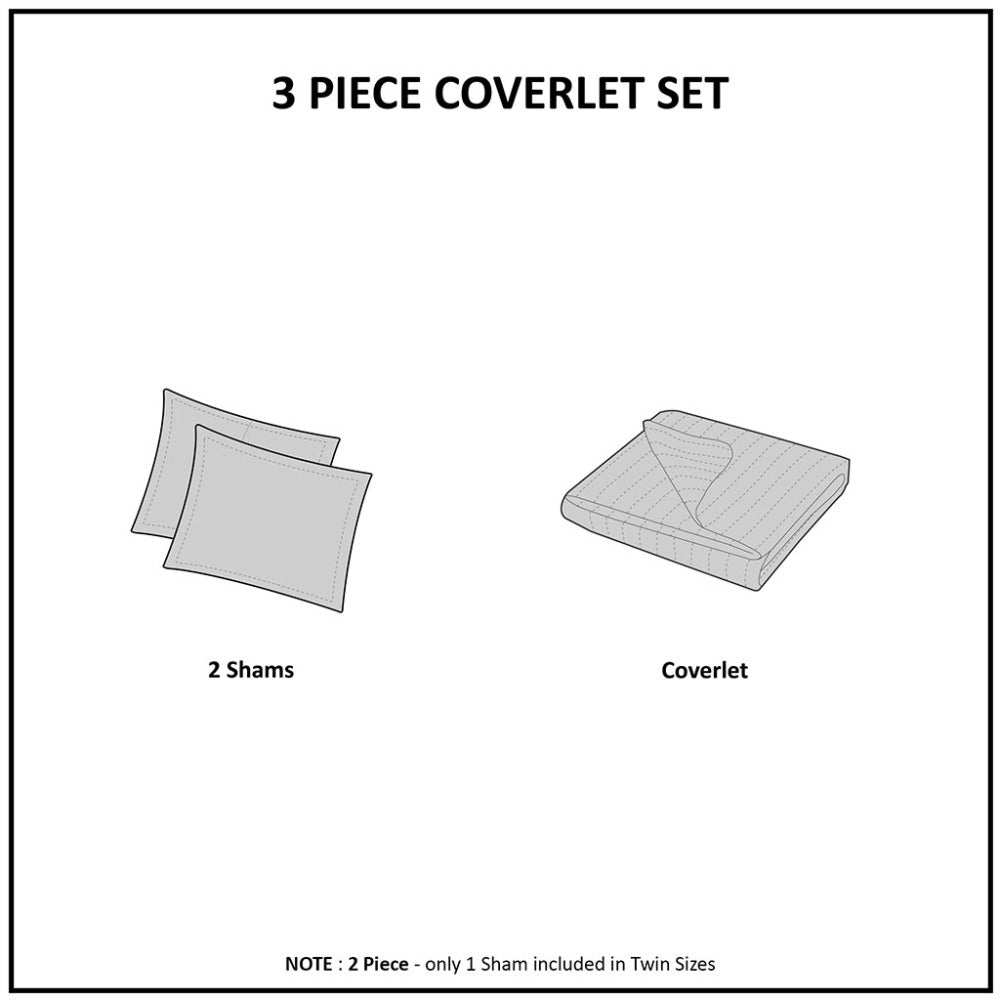 3 Piece Reversible Scalloped Edge Quilt Set Blush Full/Queen