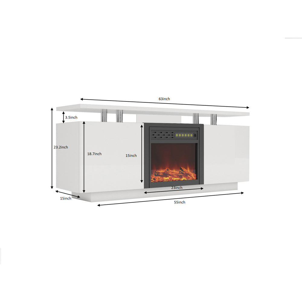 160CM high gloss TV cabinet tv unit with fireplace ,have heat and flame color changes