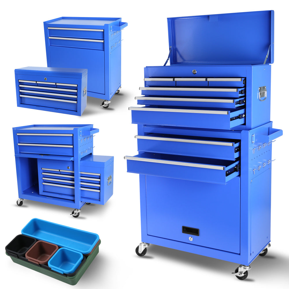 Rolling Tool Chest with Wheels and 8 Drawers, Detachable Large Tool Cabinet with Lock for Garage, Locking Mechanic Tool Cart with Black Liner for Warehouse, Workshop, High Capacity