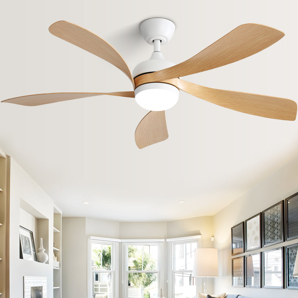 (Same as W882P147262) 52 Inch Modern Ceiling Fan With 3 Color Dimmable Led Light 5 ABS Blades Remote Control Reversible DC Motor