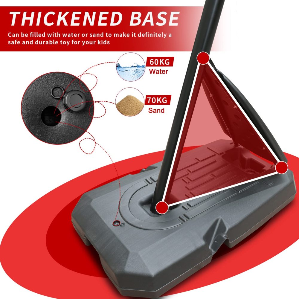 Height Adjustable Basketball Hoop, 7.5 to 10ft Adjustable Basketball Stand with 44 Inch Backboard, Portable Basketball Goal System with Stable Base and Wheels, Use for Outdoor