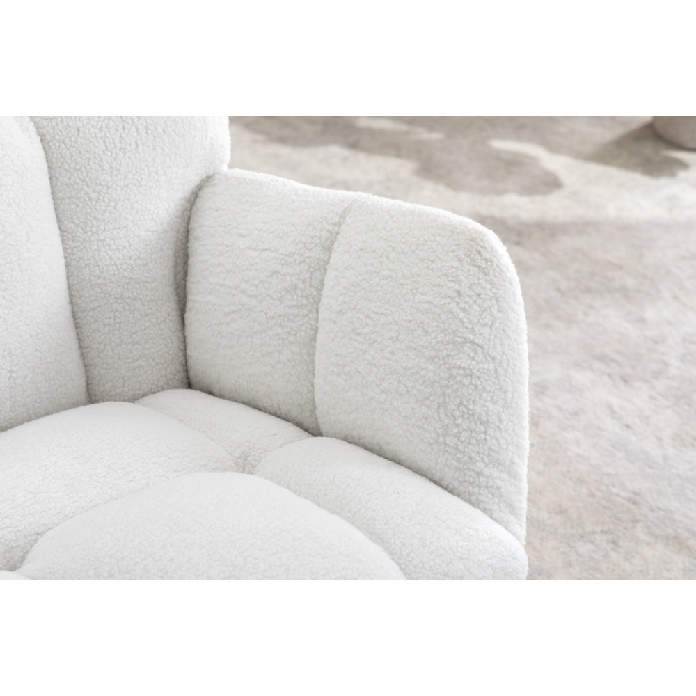 050-Teddy Fabric Rocking Gilder Nursery Chair For Living Room Indoor,Ivory