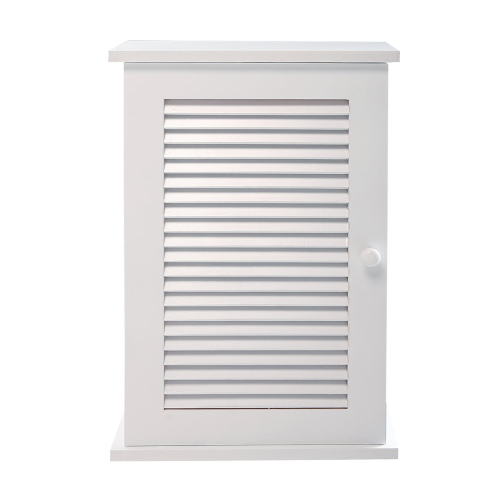 Wall Mounted Cabinet, Hanging Medicine Cabinet with 3 Tiers, Single Louvered Door, Floating Cupboard for Home Bathroom Bedroom, White