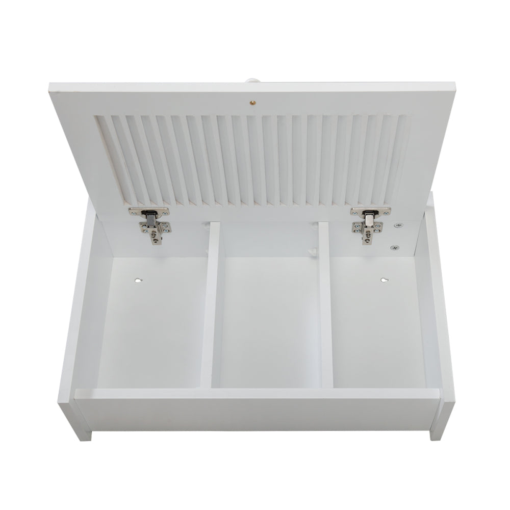 Wall Mounted Cabinet, Hanging Medicine Cabinet with 3 Tiers, Single Louvered Door, Floating Cupboard for Home Bathroom Bedroom, White