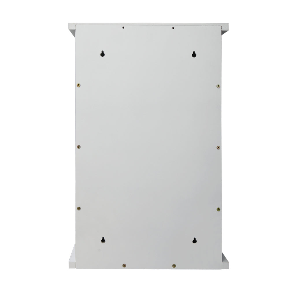 Wall Mounted Cabinet, Hanging Medicine Cabinet with 3 Tiers, Single Louvered Door, Floating Cupboard for Home Bathroom Bedroom, White