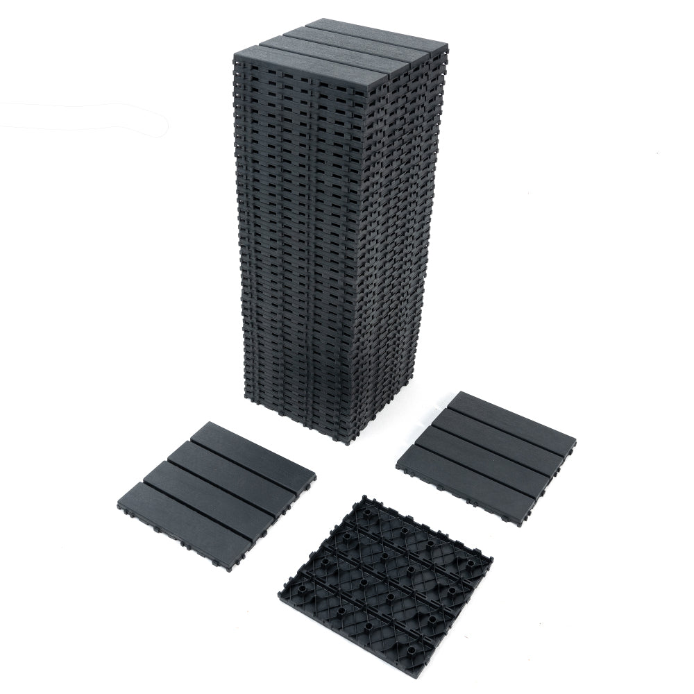 Plastic Interlocking Deck Tiles,44 Pack Patio Deck Tiles,12"x12" Square Waterproof Outdoor All Weather Use, Patio Decking Tiles for Poolside Balcony Backyard, Grey