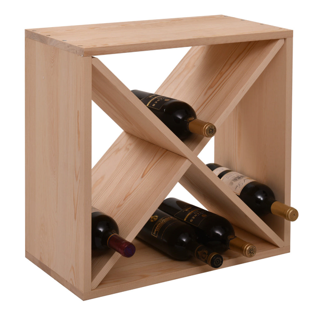 24 Bottle Modular Wine Rack, Stackable Wine Storage Cube for Bar Cellar Kitchen Dining,4 sets