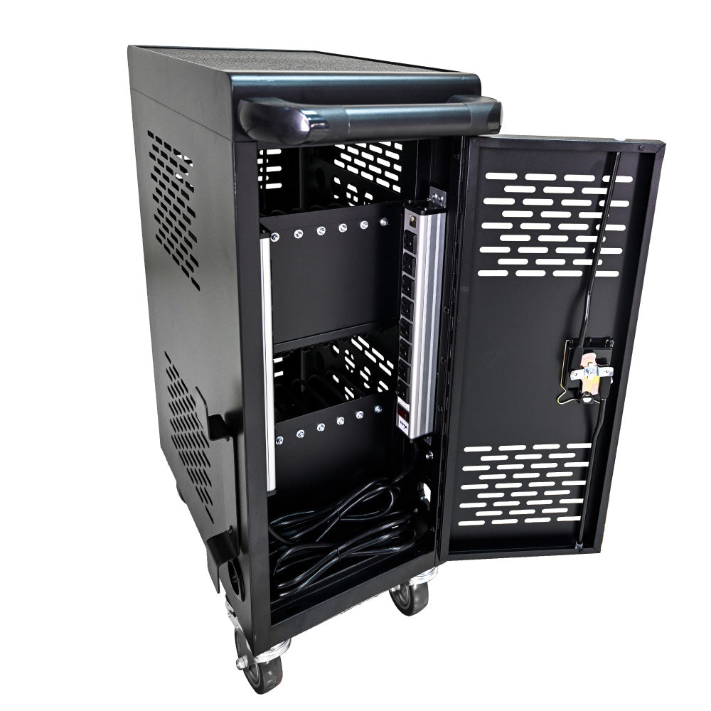16-Compartment Removable Locking Charging Cabinet for Laptop, Chromebook-Black