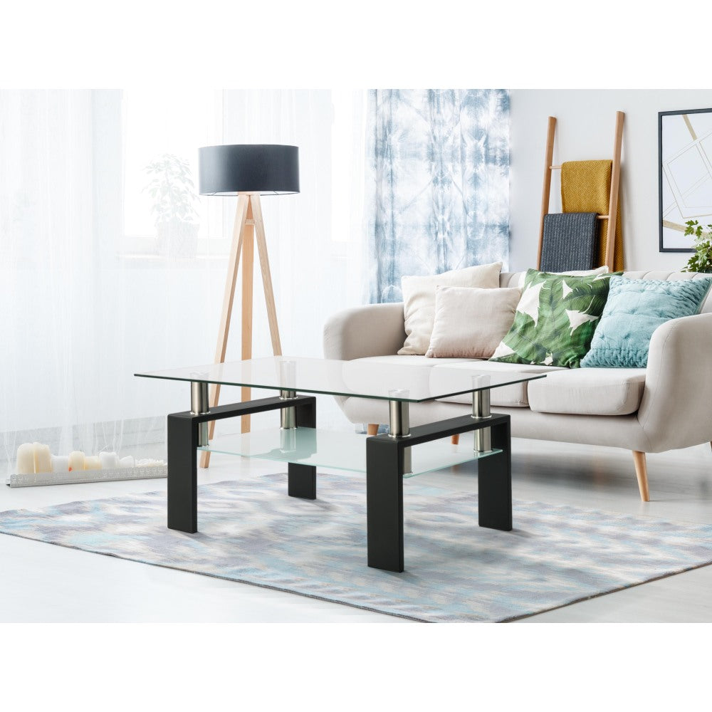 White Coffee Table, Clear Coffee Table, Modern Side Center Tables for Living Room, Living Room Furniture