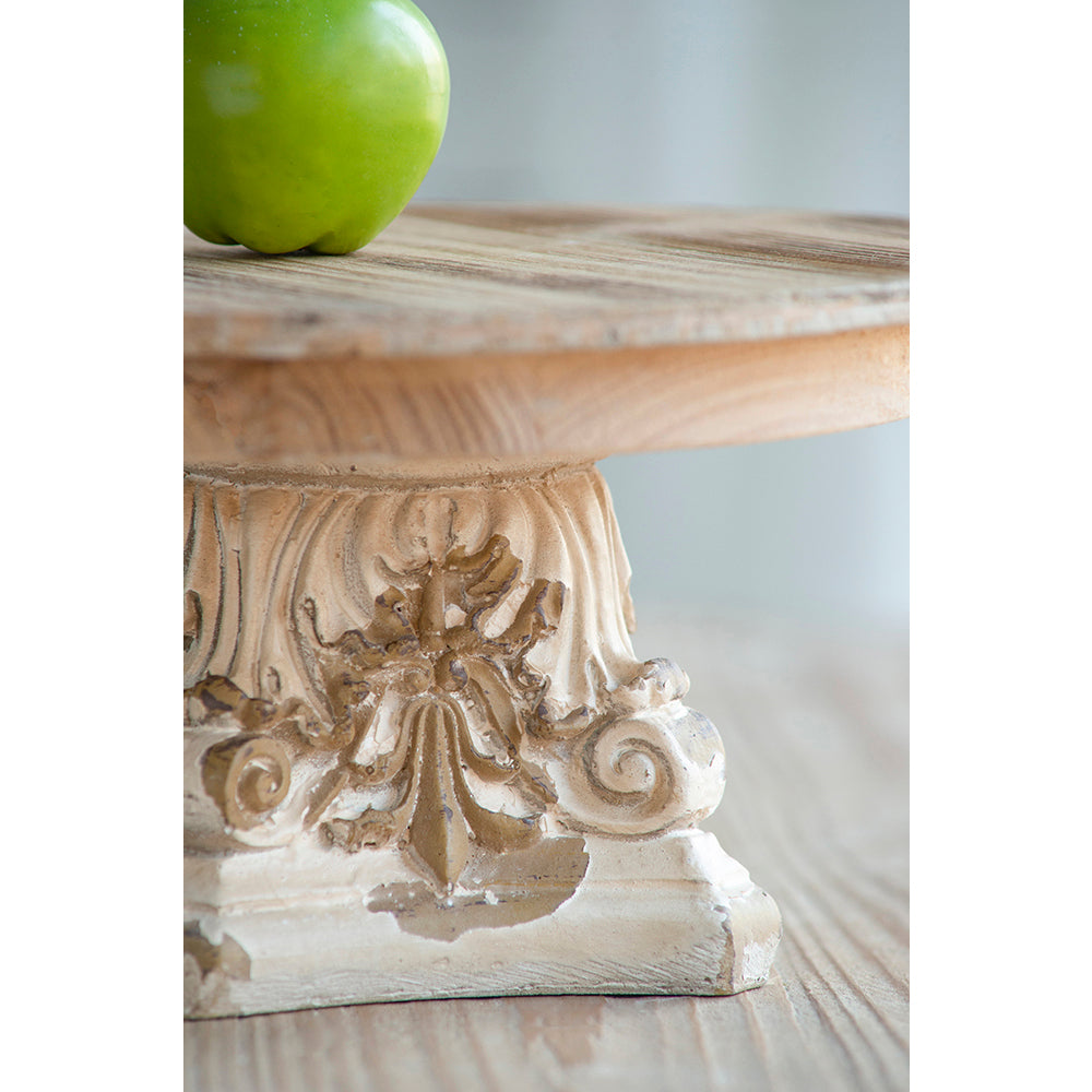 D9.5" x 5.5" Cake Stand, Wood Cake Plate with Magnesium Base