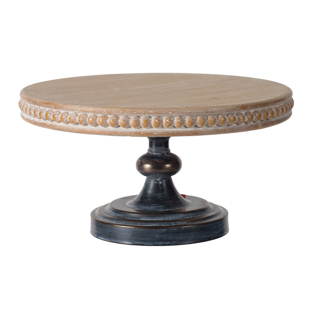 D9.5" x 5.5" Cake Stand, Wood Cake Plate with Magnesium Base