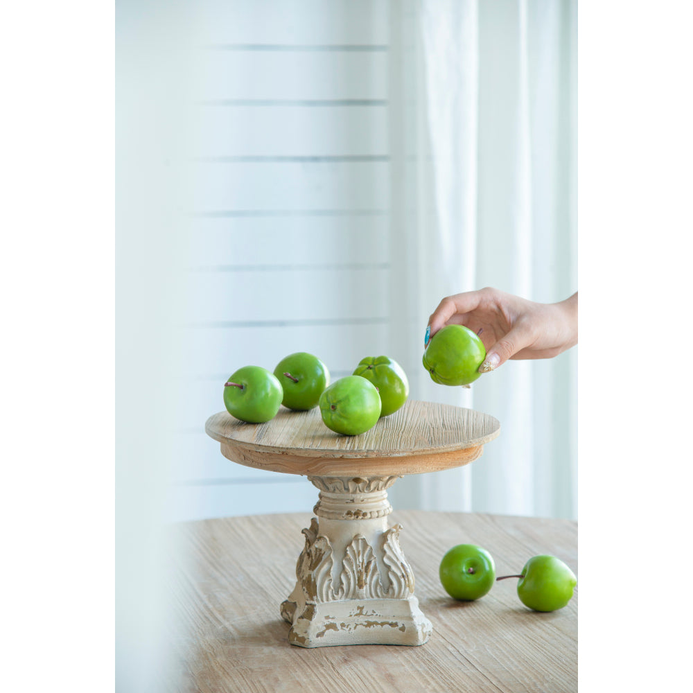 D9.5" x 5.5" Cake Stand, Wood Cake Plate with Magnesium Base