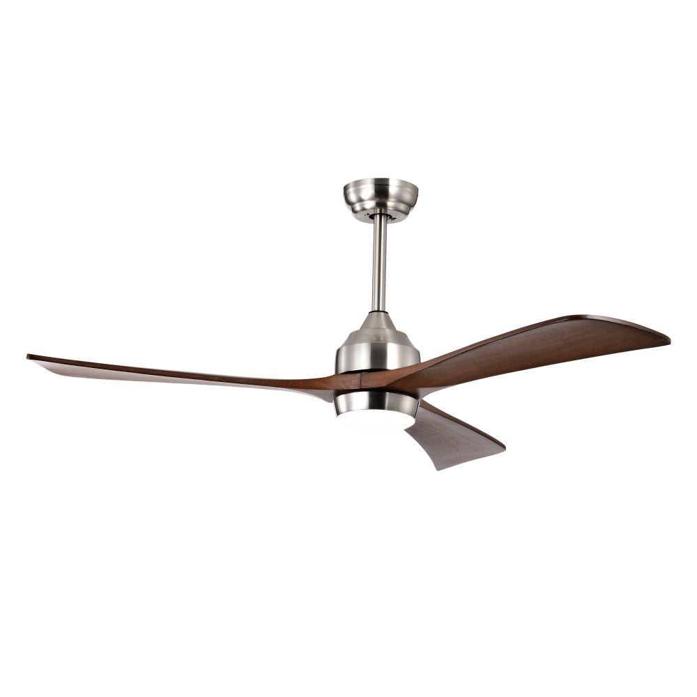 52" Ceiling Fan with Lights Remote Control,Quiet DC Motor 3 Blade Ceiling Fans 6 Speed Levels,Reversible Ceiling Fan, for Patio Living Room, Bedroom, Office,Indoor.(Matte Black +Black Walnut )