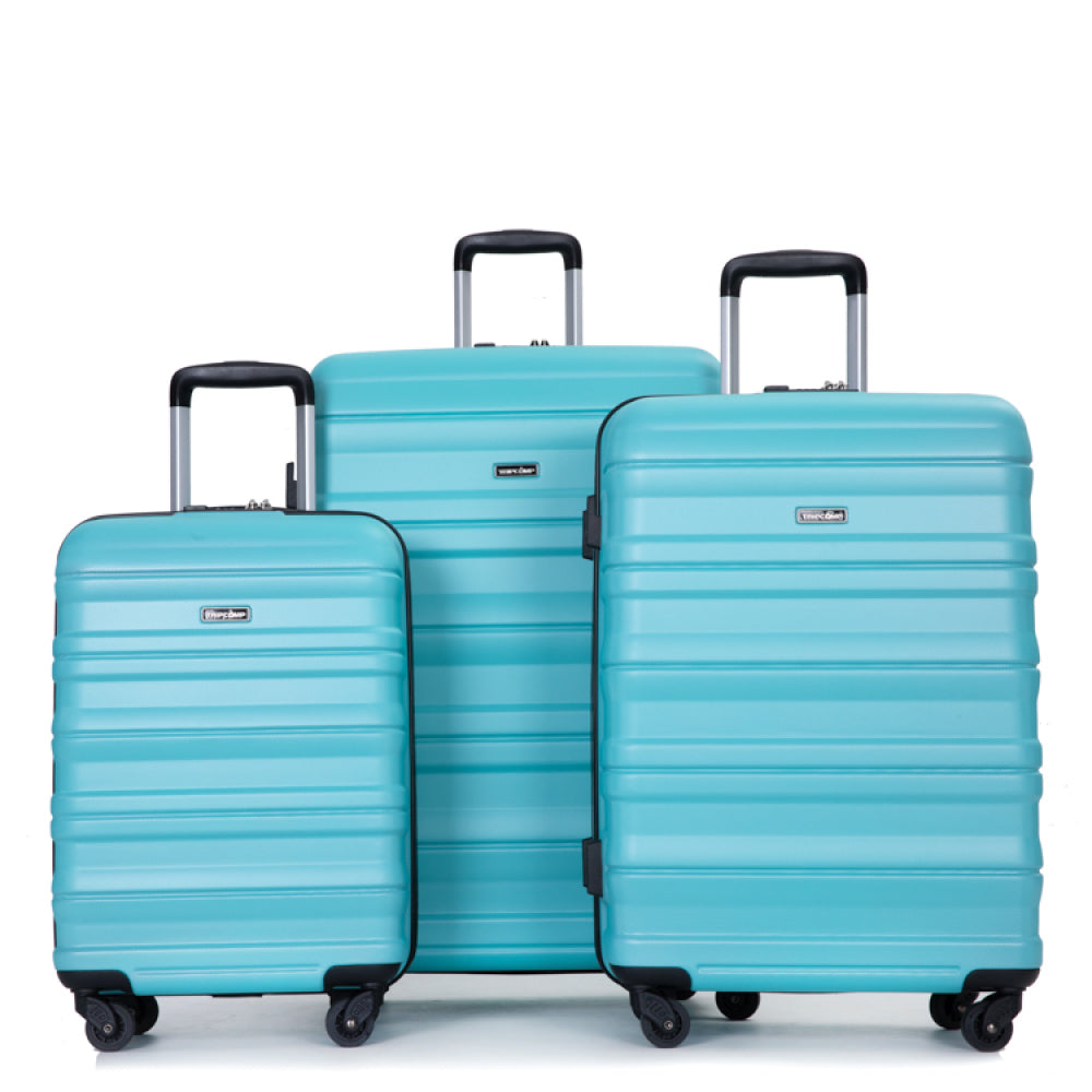 Expandable 3 Piece Luggage Sets PC Lightweight & Durable Suitcase with Two Hooks, Spinner Wheels, TSA Lock, (21/25/29) Peach