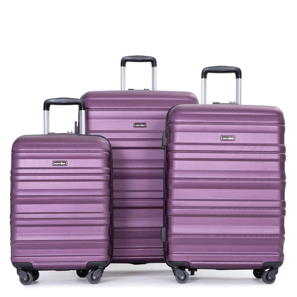 Expandable 3 Piece Luggage Sets PC Lightweight & Durable Suitcase with Two Hooks, Spinner Wheels, TSA Lock, (21/25/29) Peach