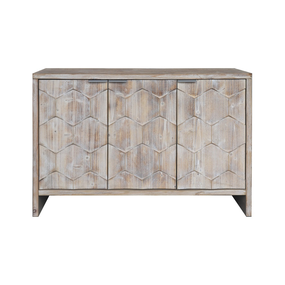 Accent Cabinet Farmhouse Style 3 Door Wooden Cabinet Sideboard Buffet Server Cabinet Storage Cabinet, for Living Room, Entryway, Hallway, Office, Kitchen and Dining Room, Natural Wood Wash
