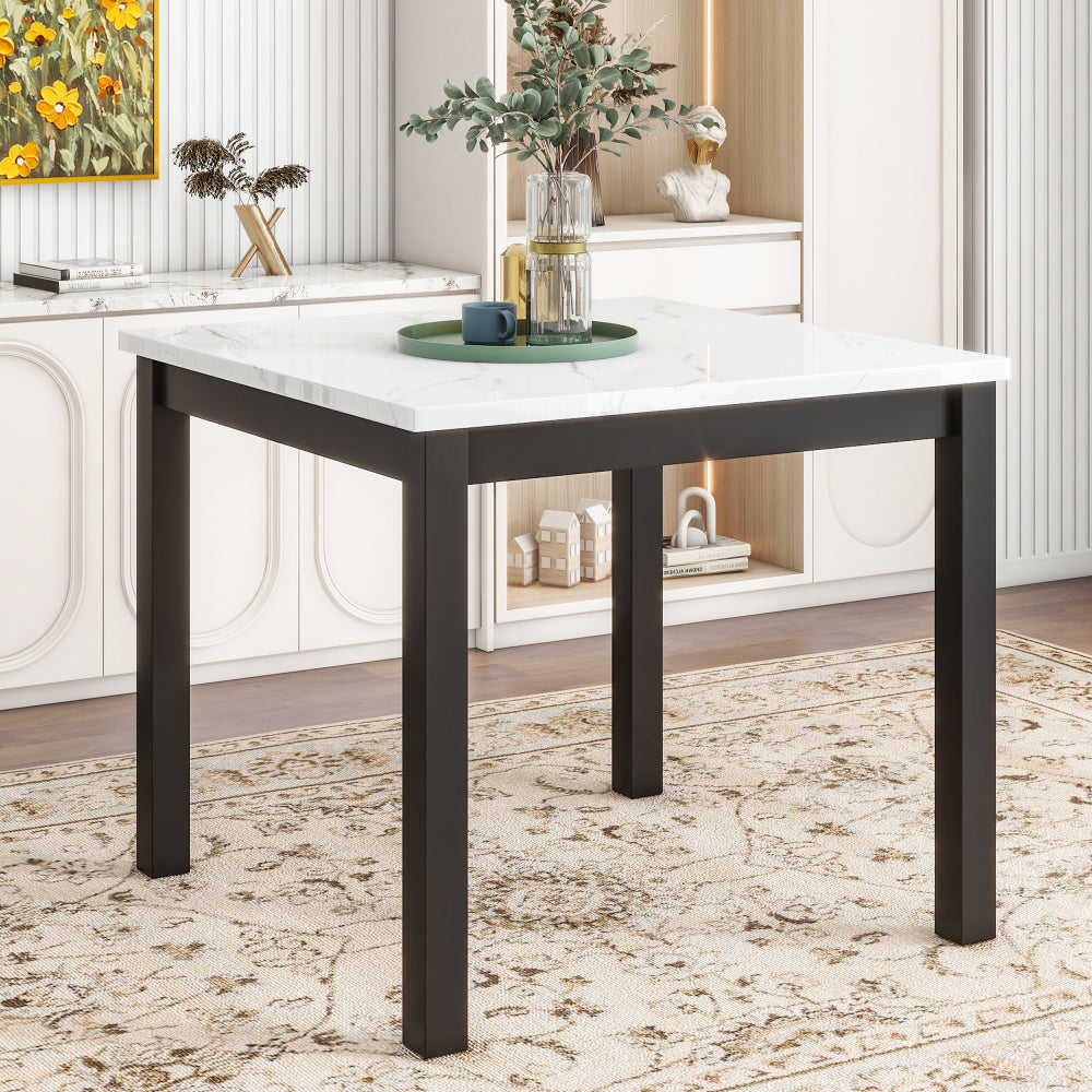 5-piece Counter Height Dining Table Set with One Faux Marble Top Dining Table and Four Velvet-Upholstered Chairs,Black