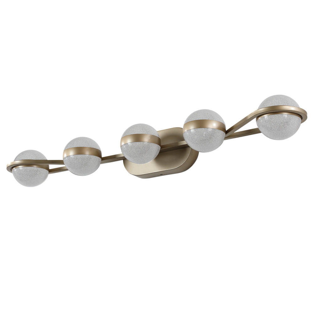 (Same as W1340P143677/L2001-B-4) 30" Black Minimalist LED Bathroom Vanity Light with Crystal Sand Acrylic Shades, 4-Light Wall Mounted Decorative Lighting Fixture, Suitable for Bathroom Vanity Mirror