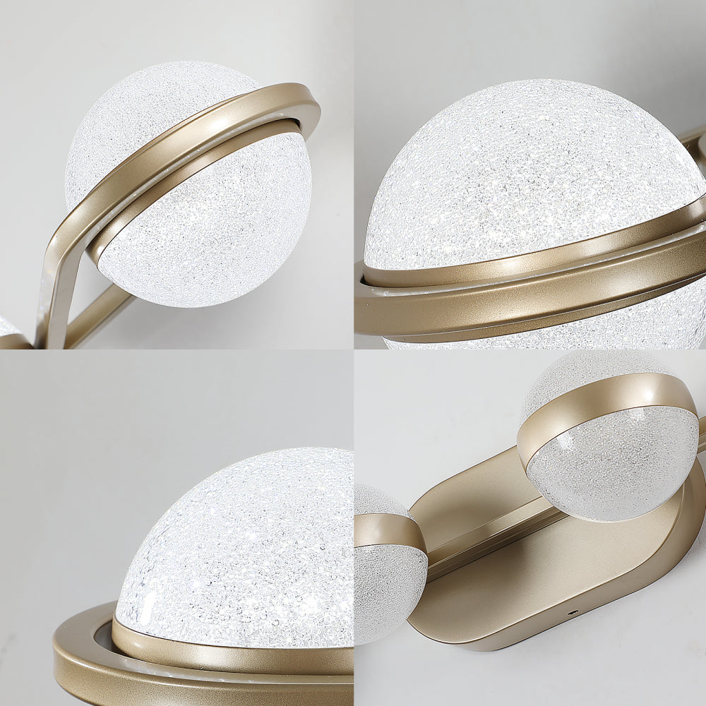 (Same as W1340P143676/L2001-G-6) 43" Gold Minimalist LED Bathroom Vanity Light with Crystal Sand Acrylic Shades, 6-Light Wall Mounted Decorative Lighting Fixture, Suitable for Bathroom Vanity Mirror
