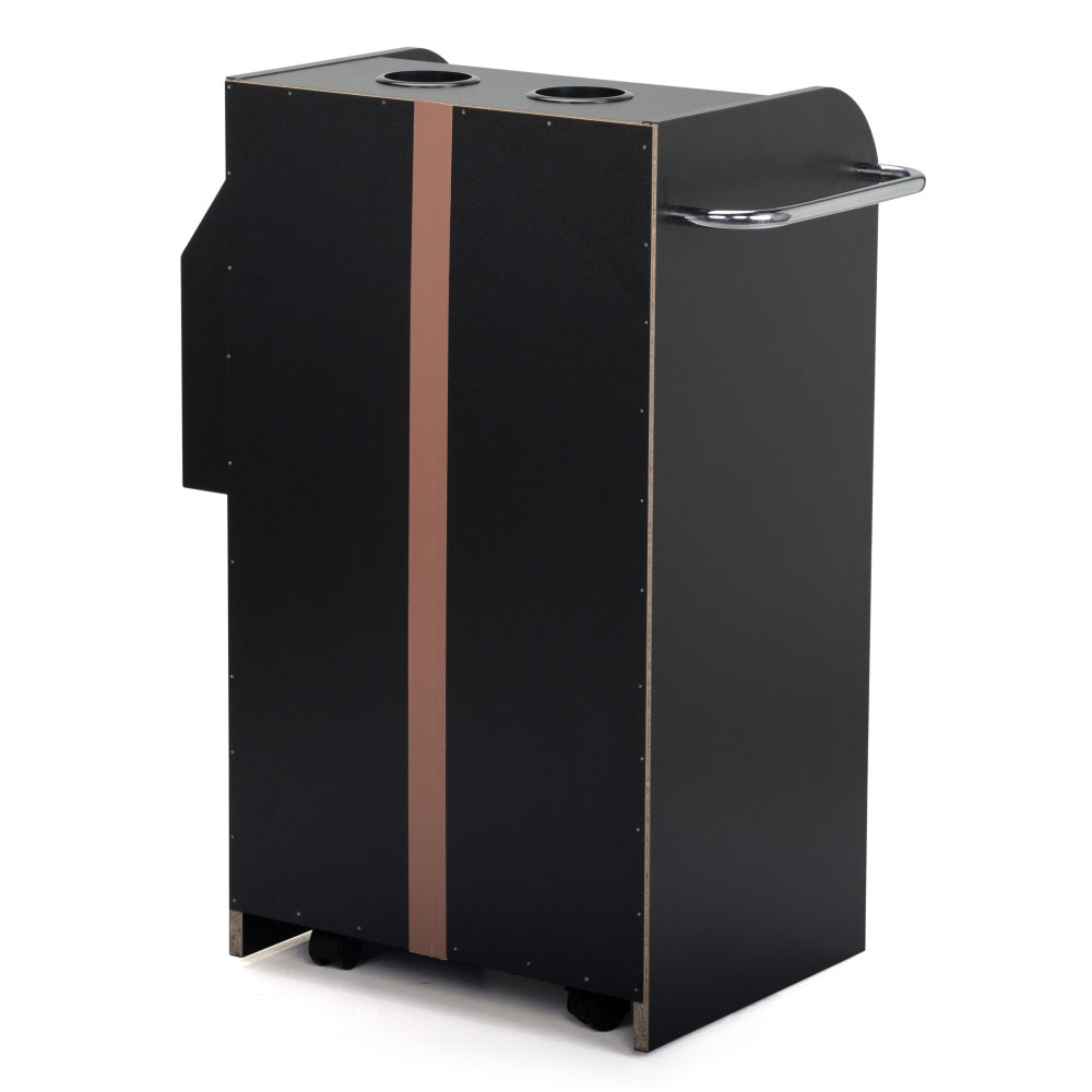 Salon Beauty Cabinet, 3-Layer Rolling Trolley with Storage Drawer, Wheels and 2 Hair Dryer Holders, Black+Red