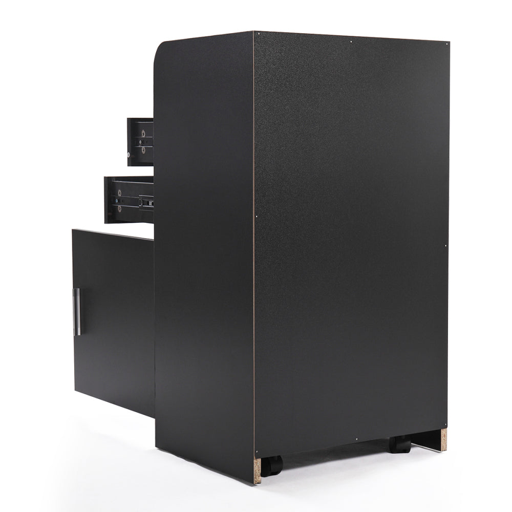 Salon Styling Station with 2 Drawers, 2 Hair Dryer Holders and 1 Cabinet, Black