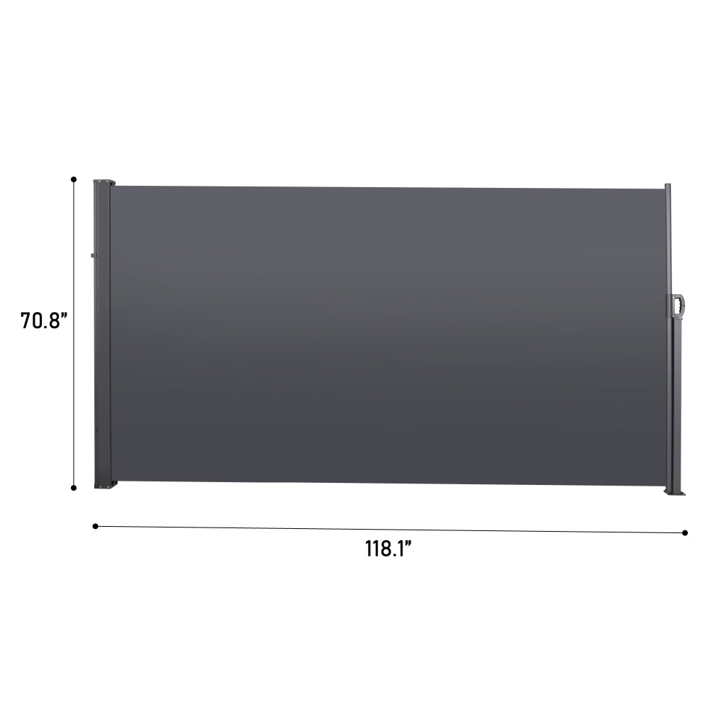 Retractable Side Screen Awning, UV Resistant, Waterproof, Patio Privacy Screen for Garden, Balcony, Courtyard(Dark Grey), 118.1" x 70.9"
