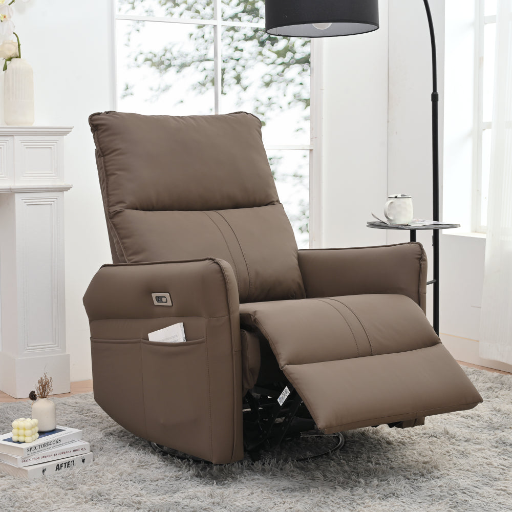 Rocking Recliner Chair,360 ° Swivel Nursery Rocking Chair,Glider Chair,Modern Small Rocking Swivel Recliner Chair for Bedroom,Living Room Chair Home Theater Seat,Side Pocket(Light Gray+360°Swivel)