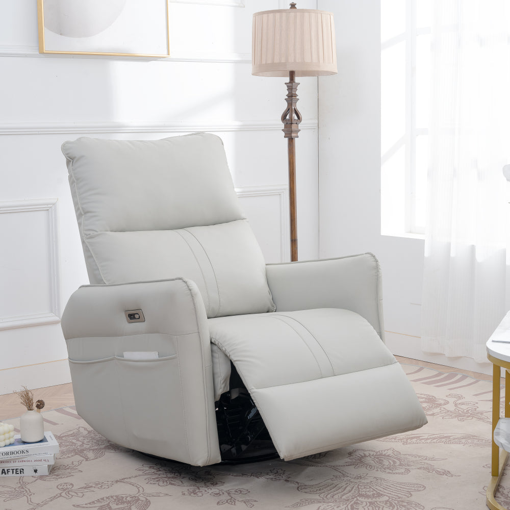 Rocking Recliner Chair,360 ° Swivel Nursery Rocking Chair,Glider Chair,Modern Small Rocking Swivel Recliner Chair for Bedroom,Living Room Chair Home Theater Seat,Side Pocket(Light Gray+360°Swivel)